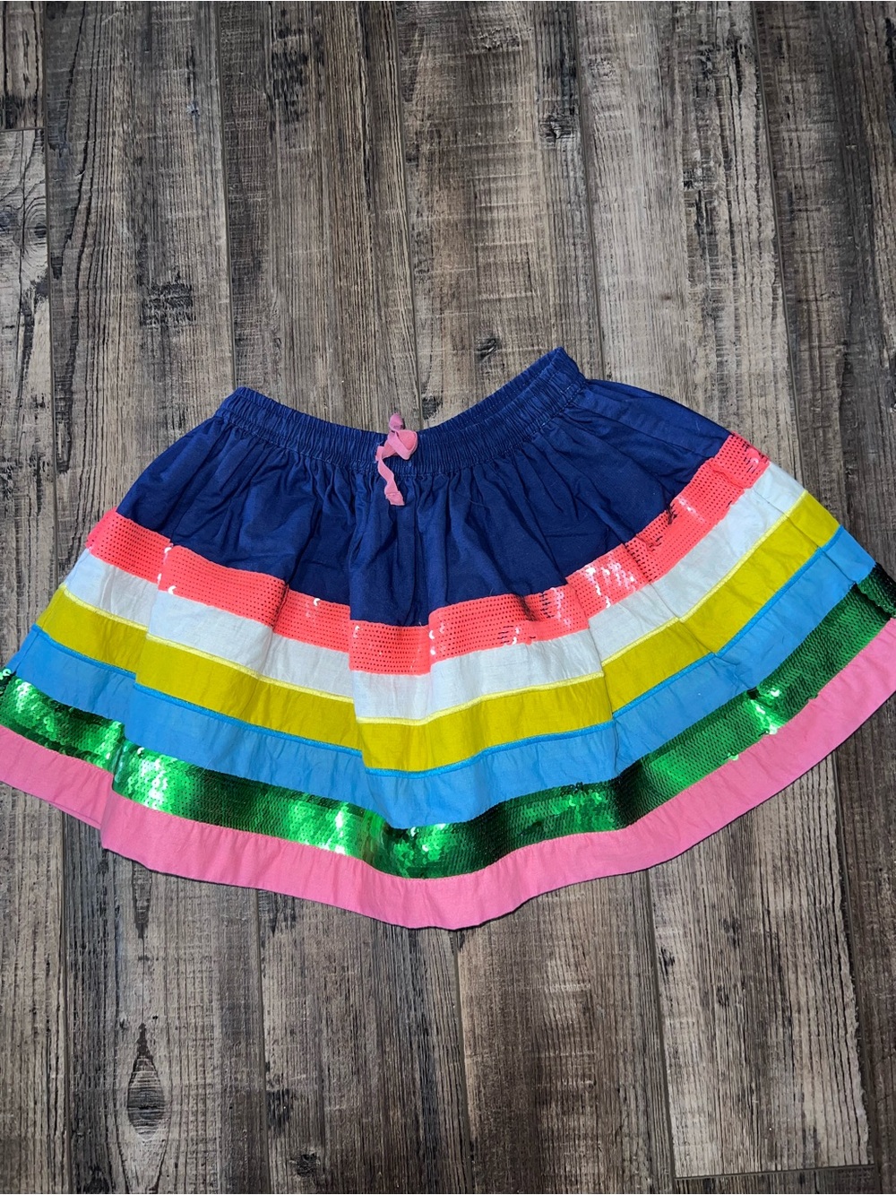 Mini Boden Colorblock Sequin Striped Skirt